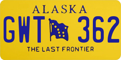 AK license plate GWT362