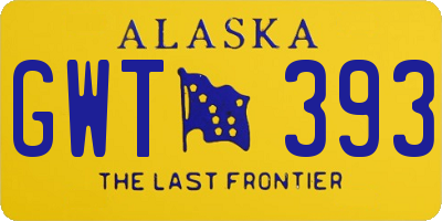 AK license plate GWT393