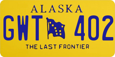 AK license plate GWT402