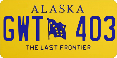 AK license plate GWT403