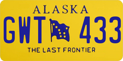 AK license plate GWT433