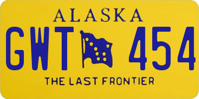 AK license plate GWT454
