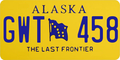 AK license plate GWT458