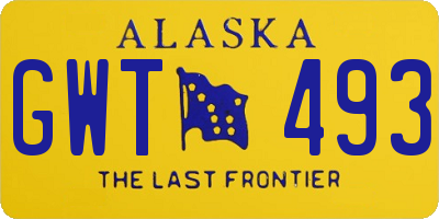 AK license plate GWT493