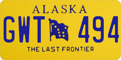 AK license plate GWT494