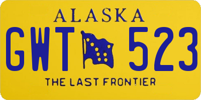 AK license plate GWT523