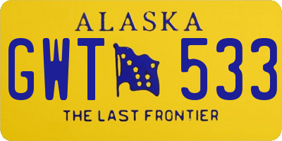 AK license plate GWT533