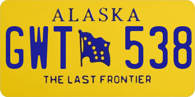 AK license plate GWT538