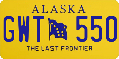 AK license plate GWT550