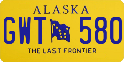 AK license plate GWT580