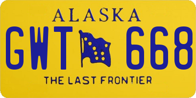 AK license plate GWT668