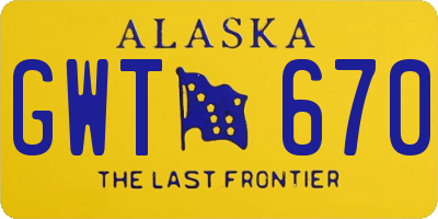 AK license plate GWT670