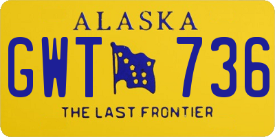 AK license plate GWT736