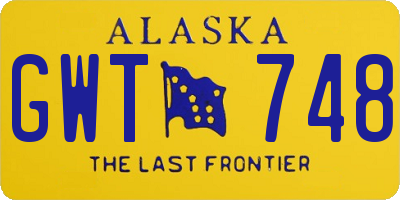 AK license plate GWT748