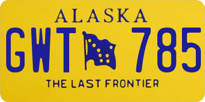 AK license plate GWT785