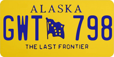 AK license plate GWT798