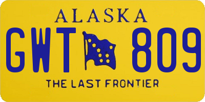 AK license plate GWT809