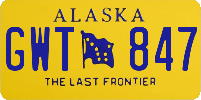 AK license plate GWT847