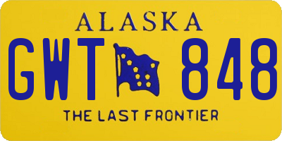 AK license plate GWT848