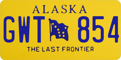 AK license plate GWT854