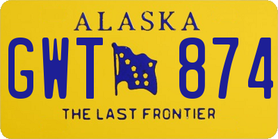 AK license plate GWT874