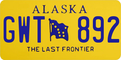 AK license plate GWT892