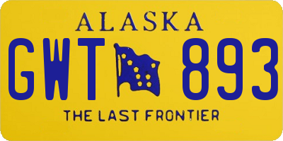 AK license plate GWT893