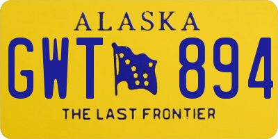 AK license plate GWT894