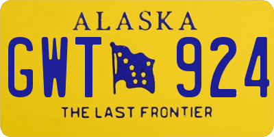 AK license plate GWT924
