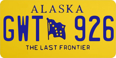 AK license plate GWT926
