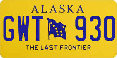 AK license plate GWT930