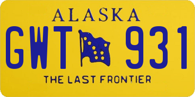 AK license plate GWT931
