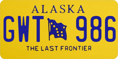 AK license plate GWT986