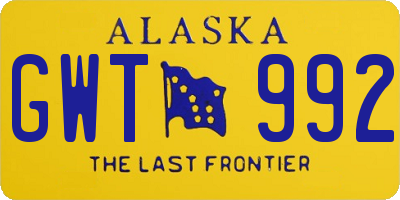 AK license plate GWT992
