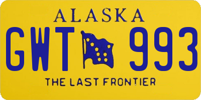 AK license plate GWT993