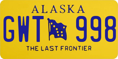 AK license plate GWT998