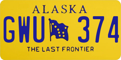 AK license plate GWU374