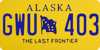 AK license plate GWU403