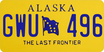 AK license plate GWU496