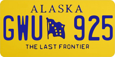 AK license plate GWU925
