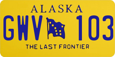 AK license plate GWV103