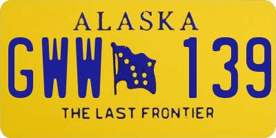 AK license plate GWW139