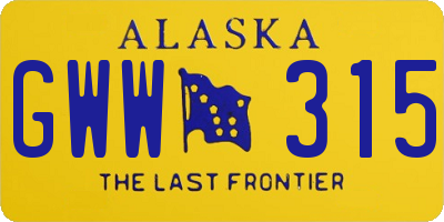 AK license plate GWW315
