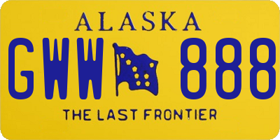 AK license plate GWW888
