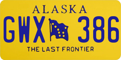 AK license plate GWX386