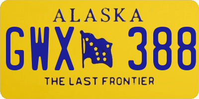 AK license plate GWX388
