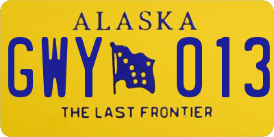 AK license plate GWY013