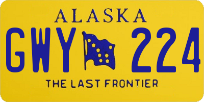 AK license plate GWY224