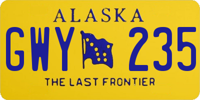 AK license plate GWY235