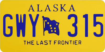 AK license plate GWY315
